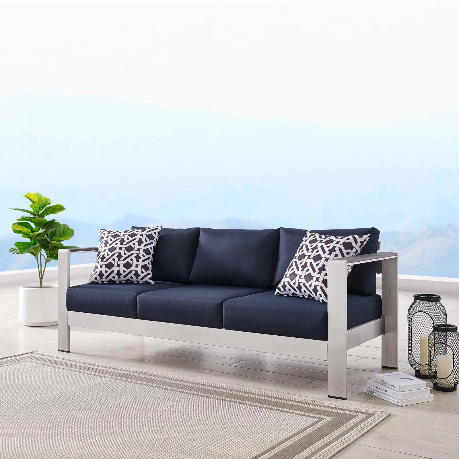 Shore Outdoor Patio Aluminum Sofa by Modway