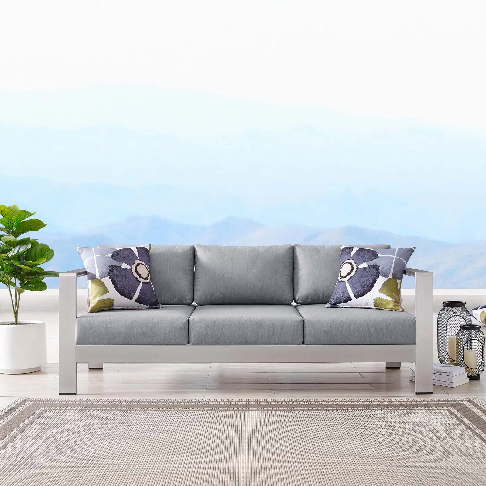 Shore Outdoor Patio Aluminum Sofa by Modway