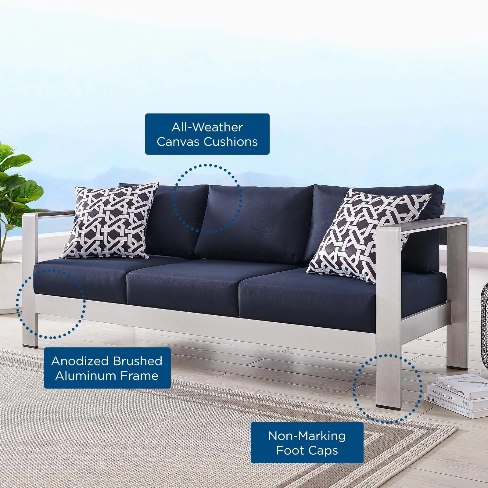 Shore Outdoor Patio Aluminum Sofa by Modway