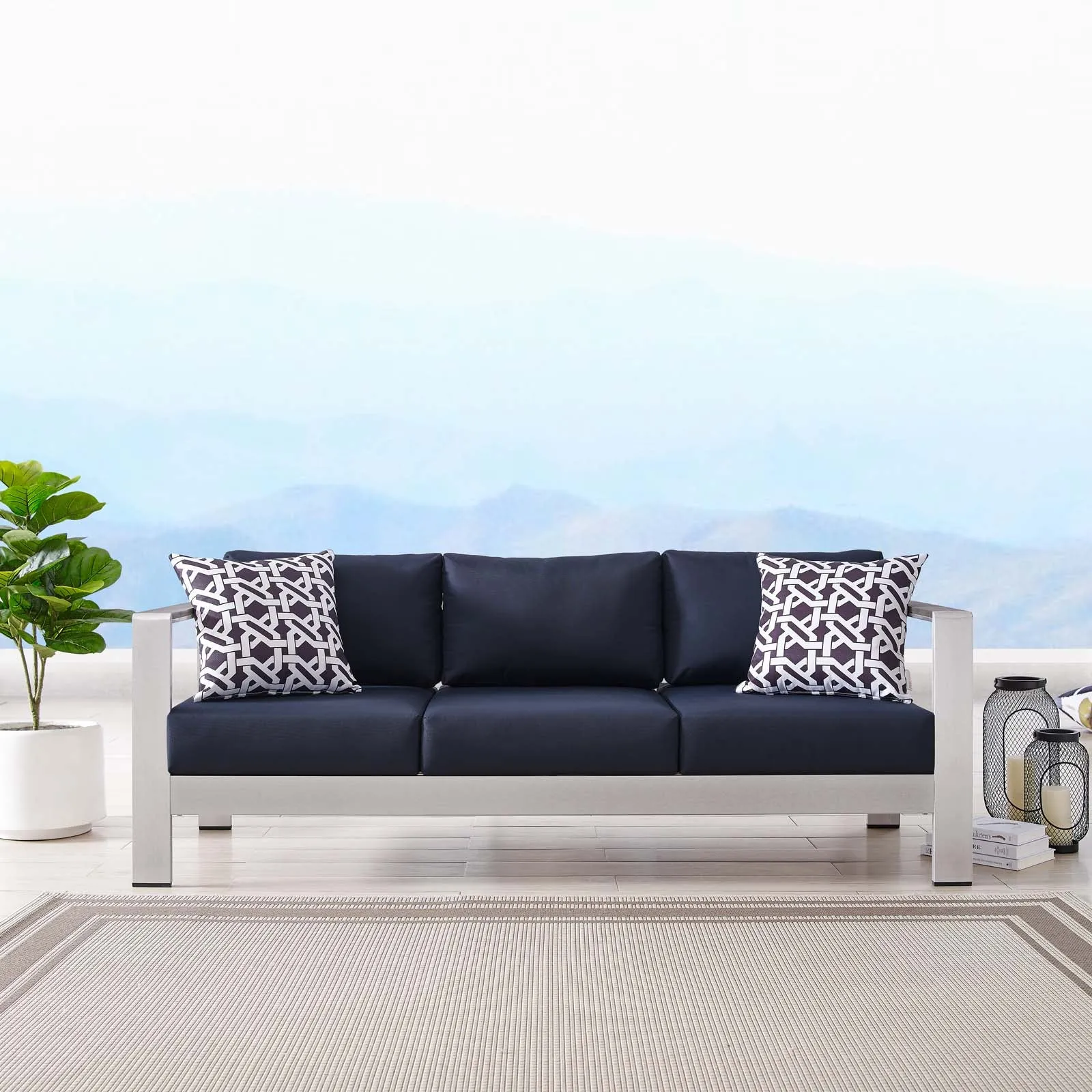 Shore Outdoor Patio Aluminum Sofa by Modway
