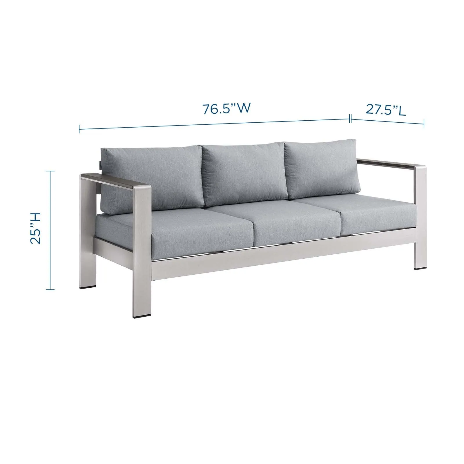 Shore Outdoor Patio Aluminum Sofa by Modway