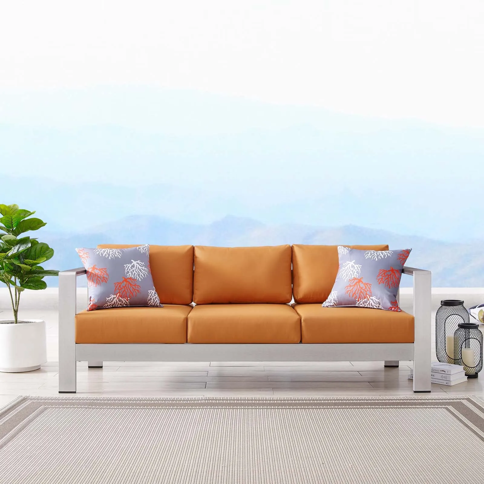 Shore Outdoor Patio Aluminum Sofa by Modway