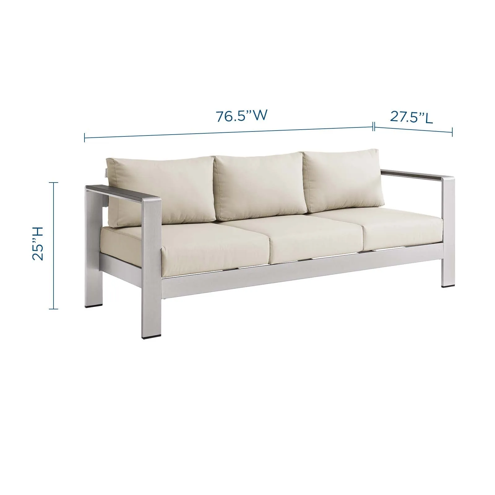 Shore Outdoor Patio Aluminum Sofa by Modway
