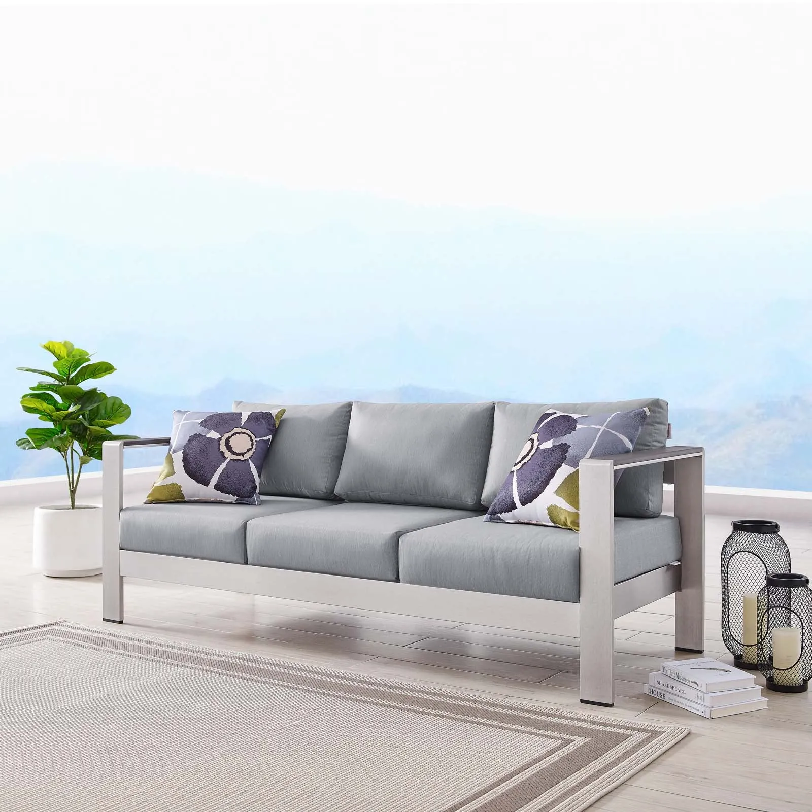 Shore Outdoor Patio Aluminum Sofa by Modway