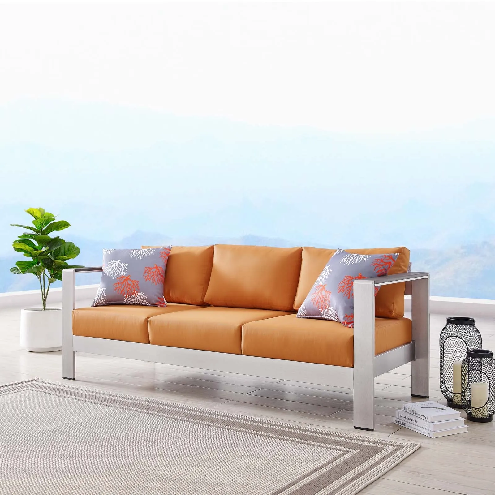Shore Outdoor Patio Aluminum Sofa by Modway