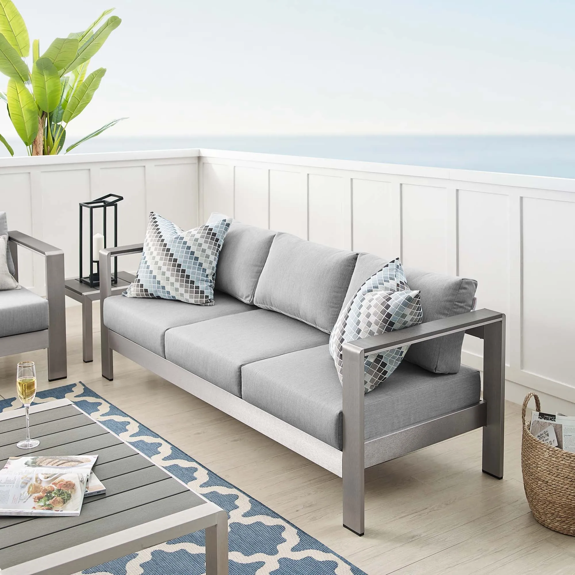Shore Sunbrella® Fabric Aluminum Outdoor Patio Sofa by Modway