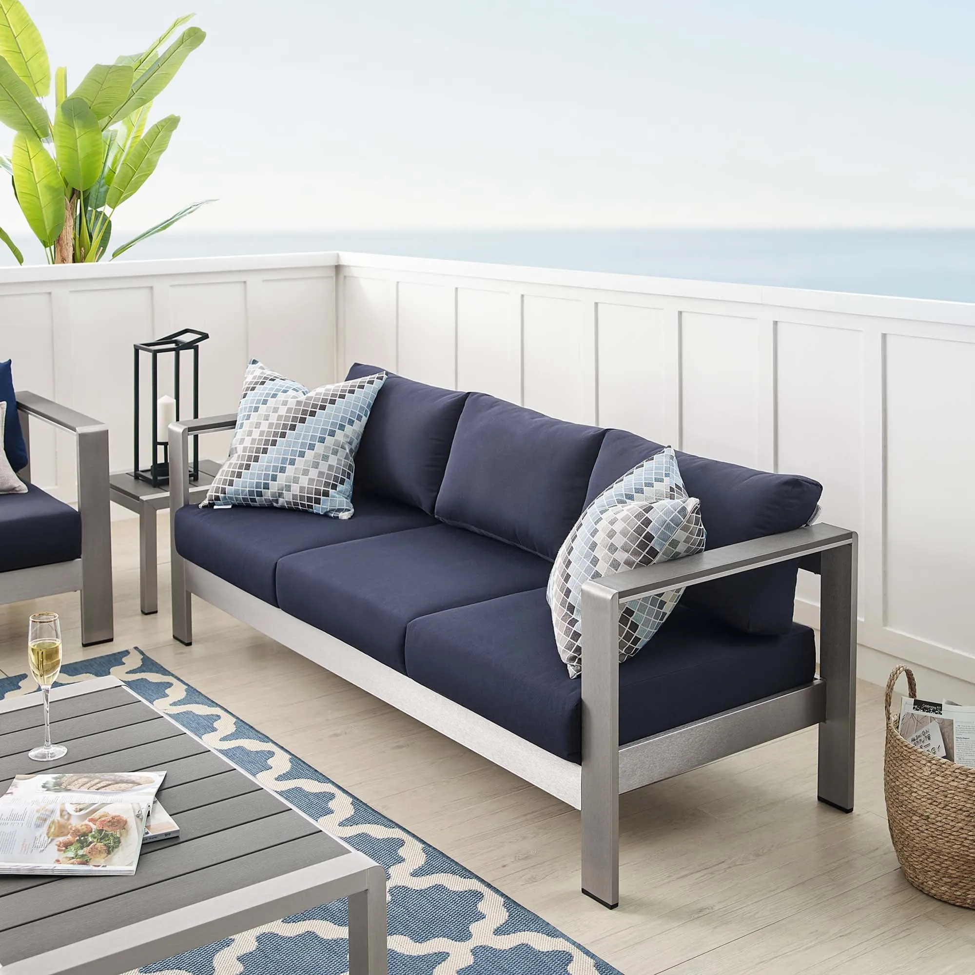Shore Sunbrella® Fabric Aluminum Outdoor Patio Sofa by Modway