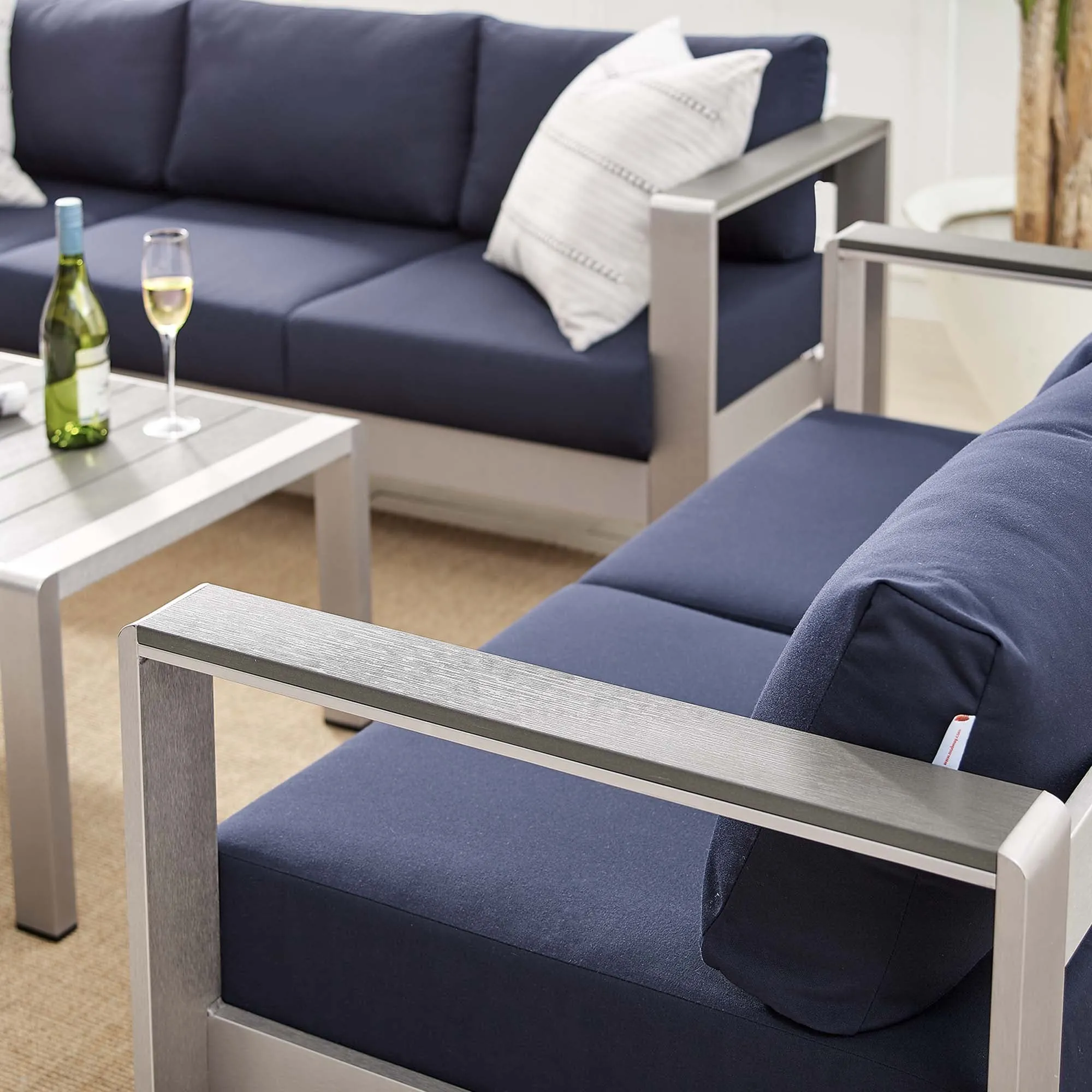 Shore Sunbrella® Fabric Outdoor Patio Aluminum 3 Piece Set by Modway