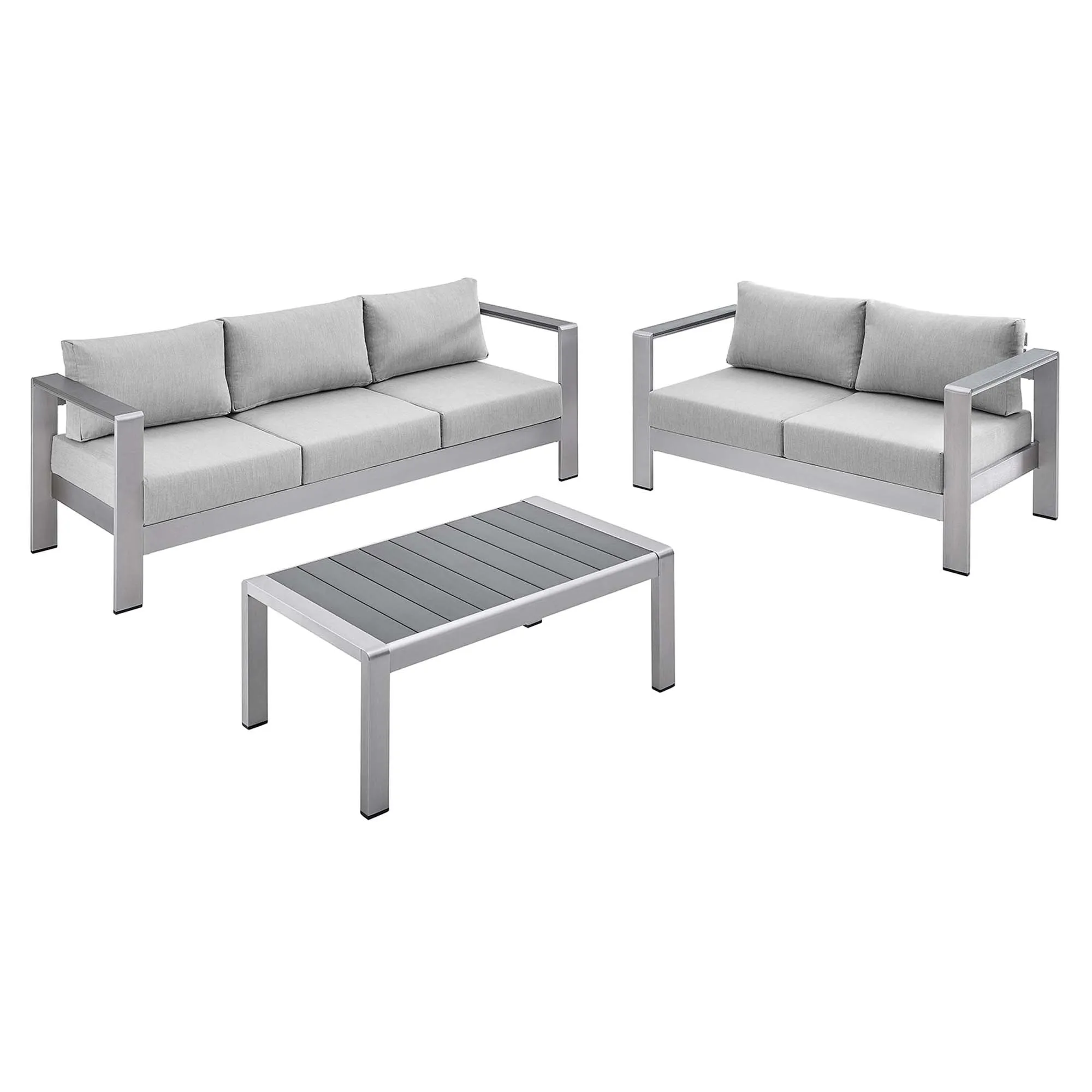 Shore Sunbrella® Fabric Outdoor Patio Aluminum 3 Piece Set by Modway