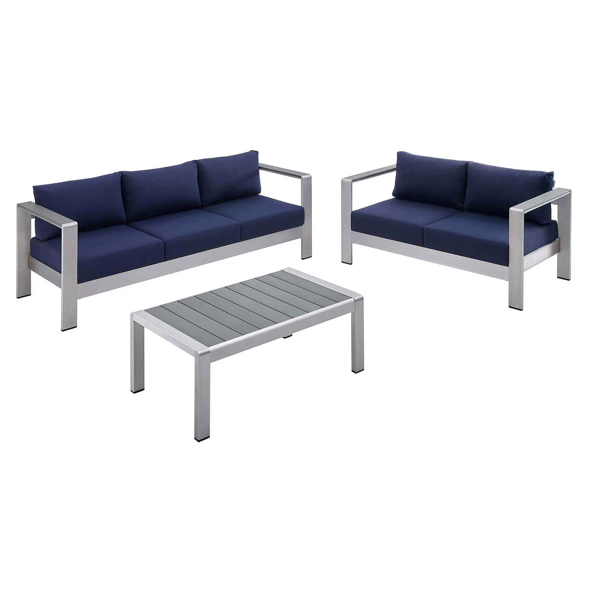 Shore Sunbrella® Fabric Outdoor Patio Aluminum 3 Piece Set by Modway