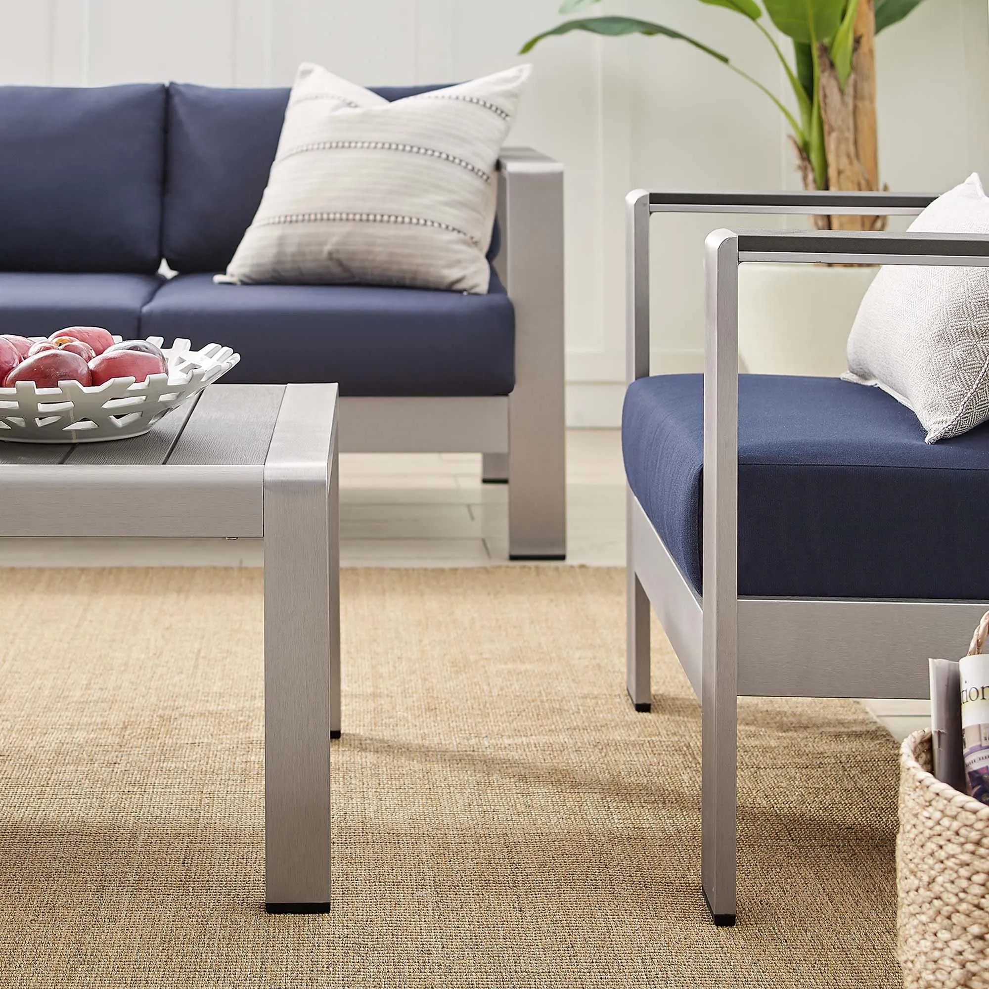 Shore Sunbrella® Fabric Outdoor Patio Aluminum 4 Piece Set by Modway