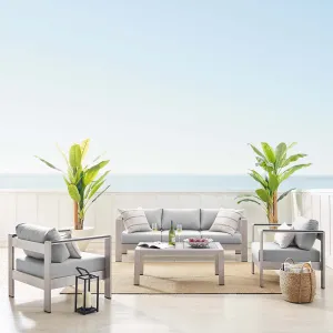 Shore Sunbrella® Fabric Outdoor Patio Aluminum 4 Piece Set by Modway