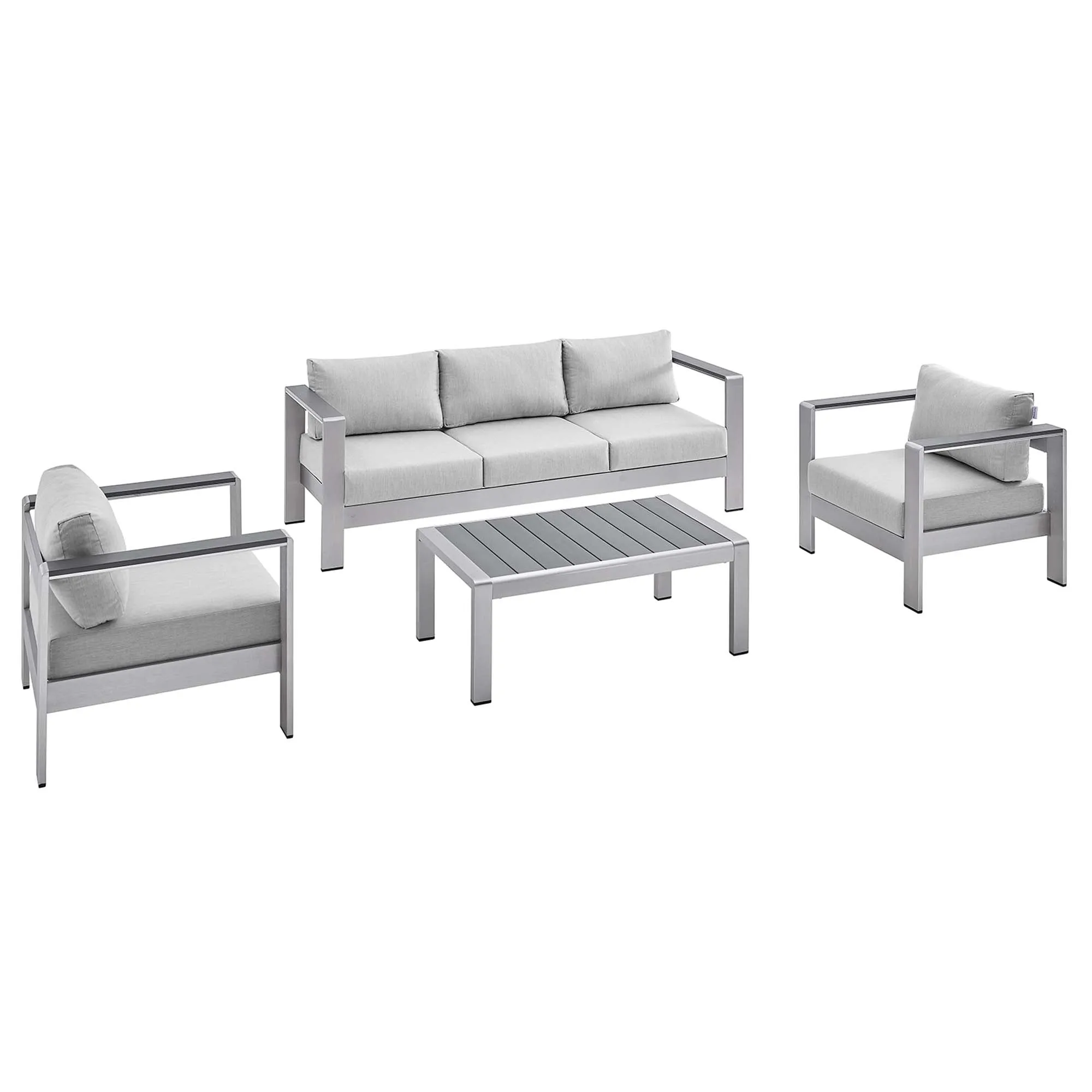 Shore Sunbrella® Fabric Outdoor Patio Aluminum 4 Piece Set by Modway