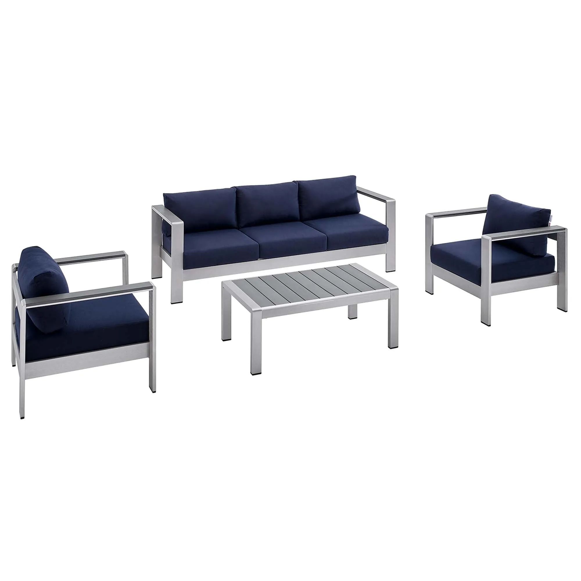 Shore Sunbrella® Fabric Outdoor Patio Aluminum 4 Piece Set by Modway