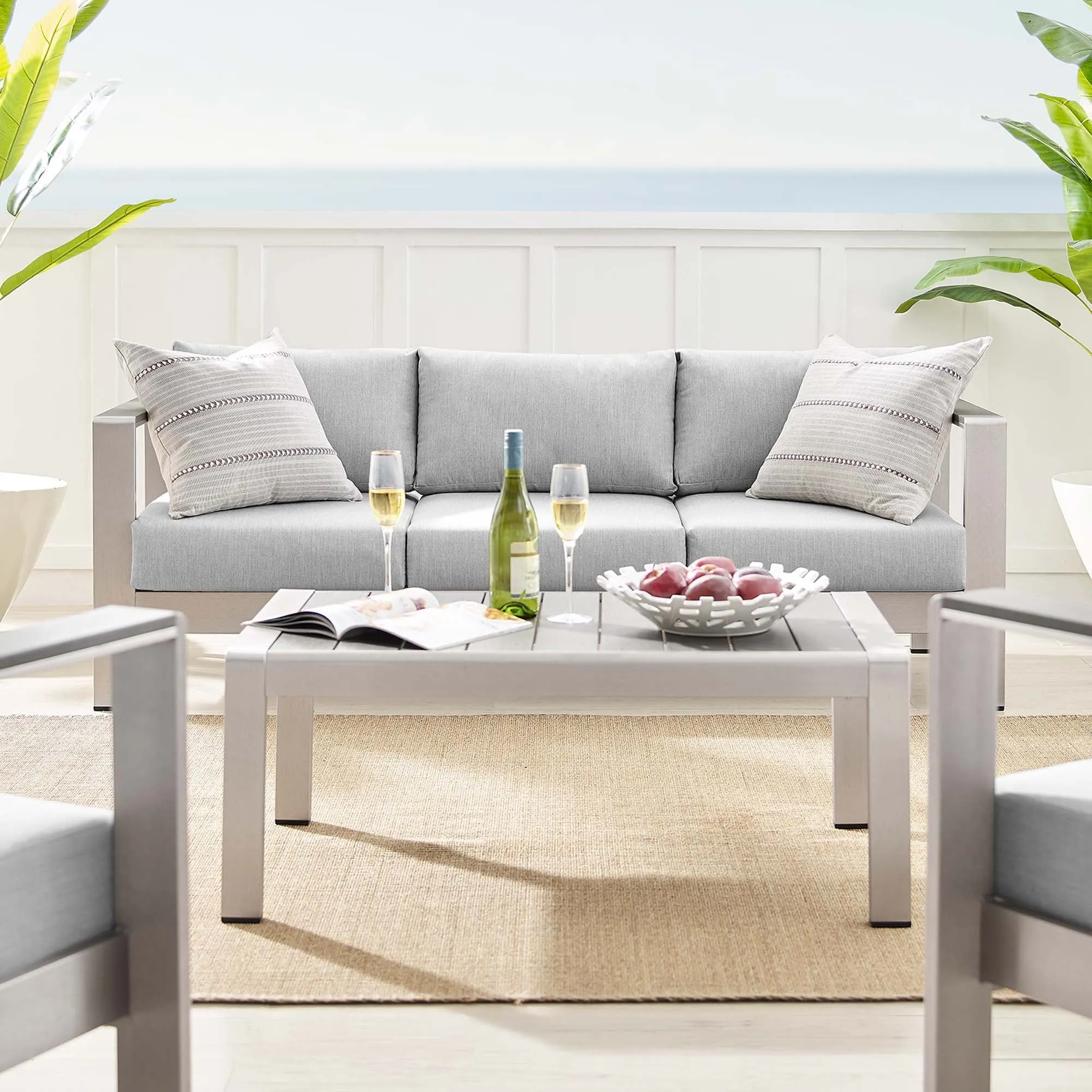 Shore Sunbrella® Fabric Outdoor Patio Aluminum 4 Piece Set by Modway
