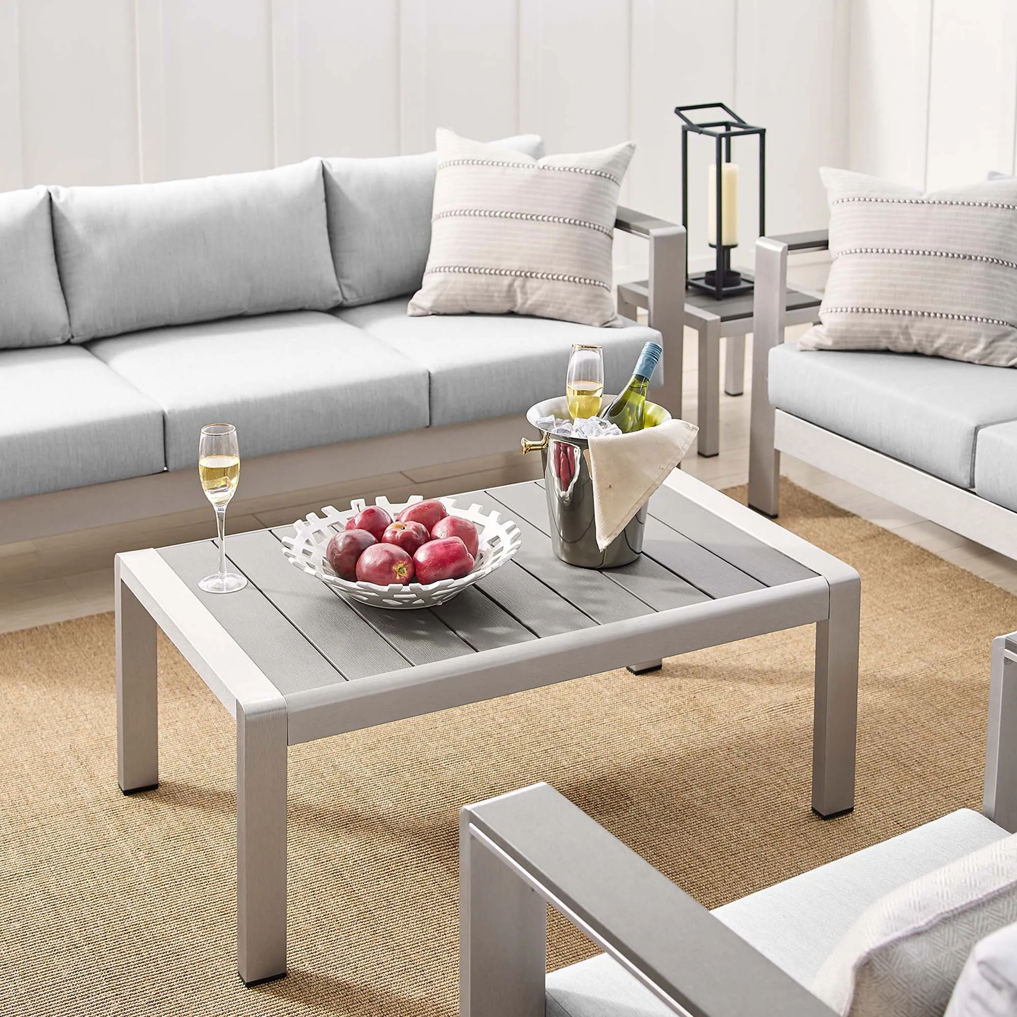 Shore Sunbrella® Fabric Outdoor Patio Aluminum 7 Piece Set by Modway