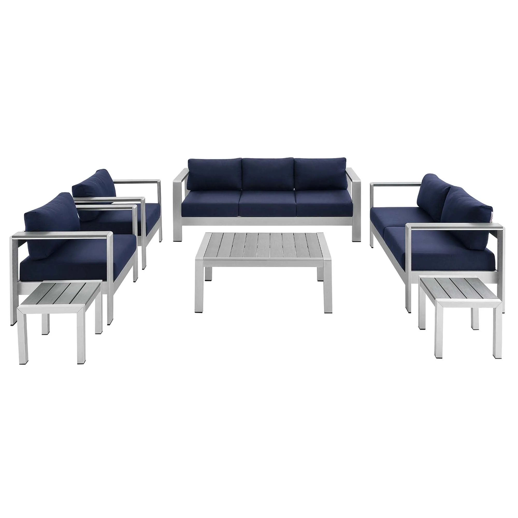 Shore Sunbrella® Fabric Outdoor Patio Aluminum 7 Piece Set by Modway