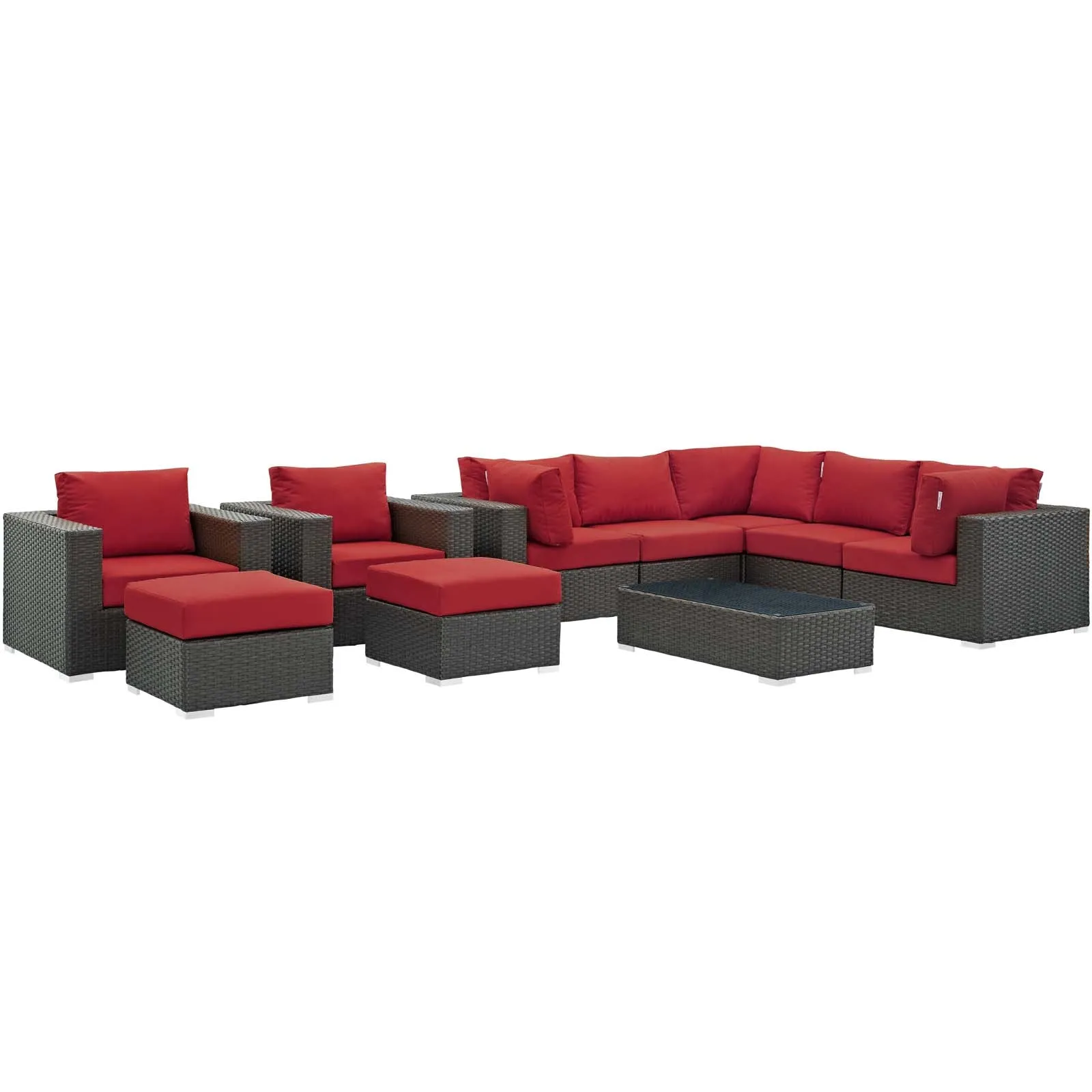 Sojourn 10 Piece Outdoor Patio Sunbrella® Sectional Set by Modway