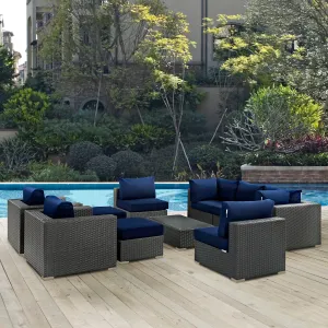 Sojourn 10 Piece Outdoor Patio Sunbrella® Sectional Set by Modway