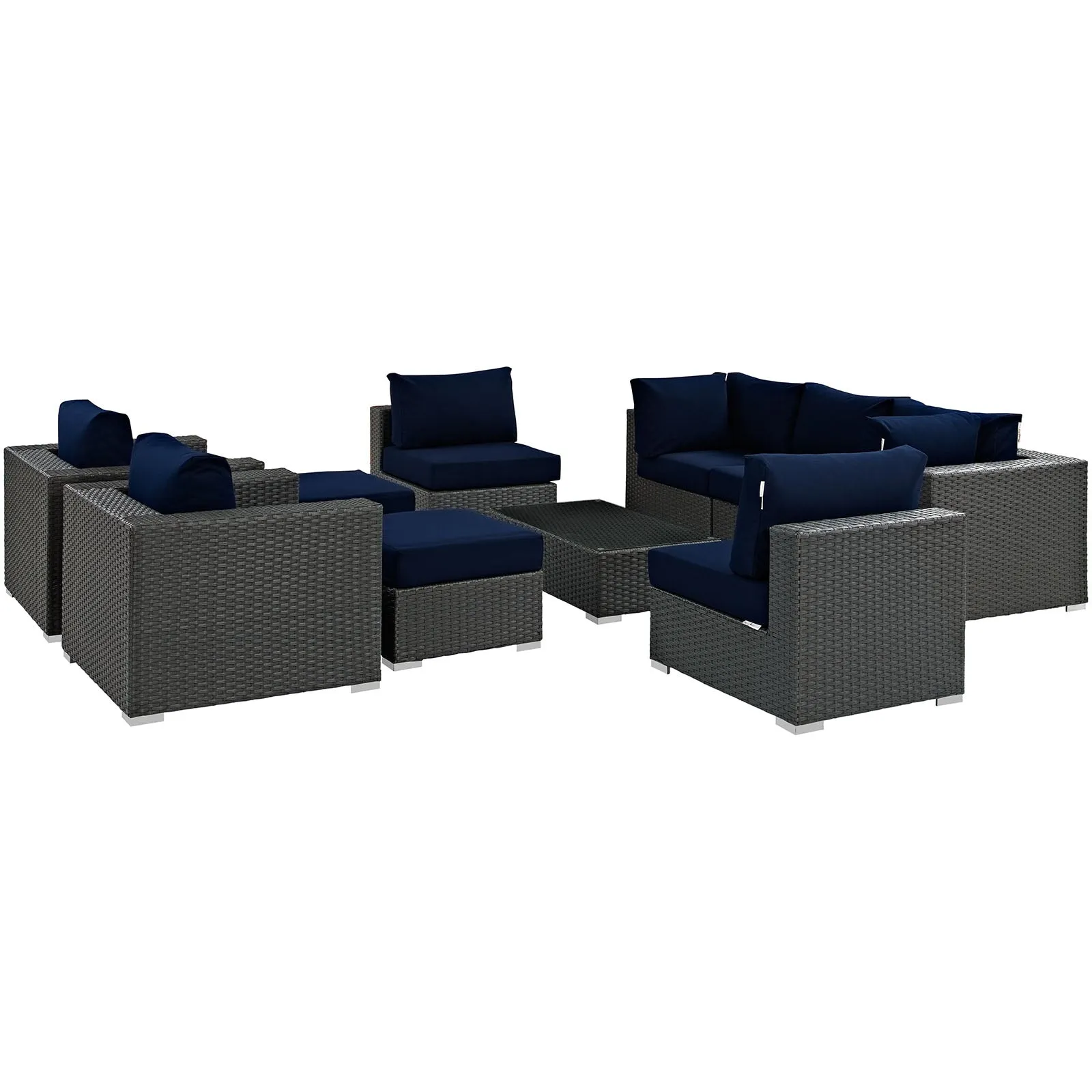 Sojourn 10 Piece Outdoor Patio Sunbrella® Sectional Set by Modway
