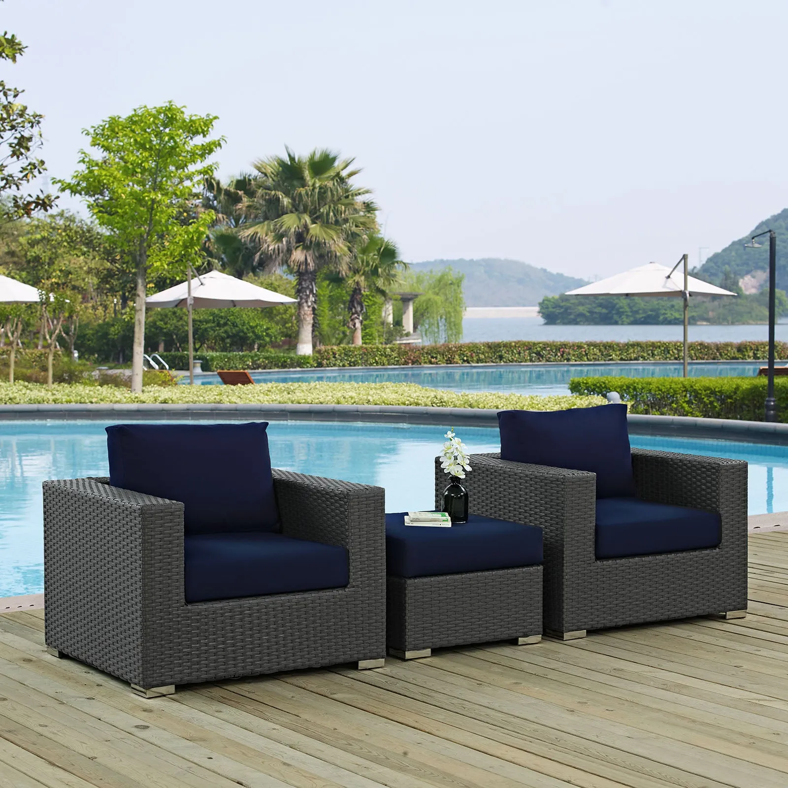Sojourn 3 Piece Outdoor Patio Sunbrella® Sectional Set by Modway