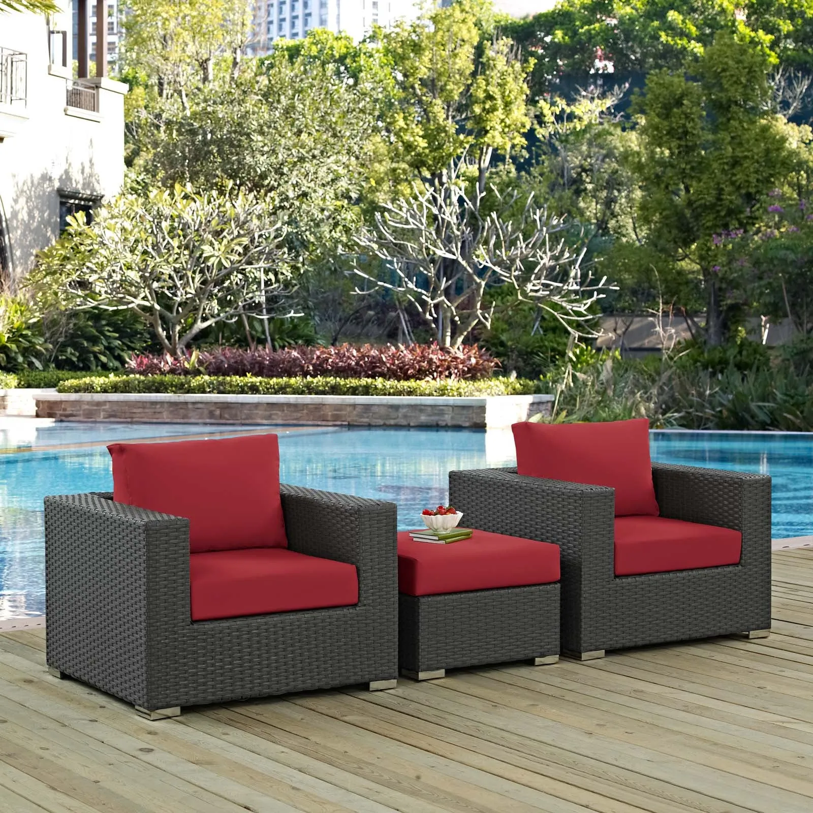 Sojourn 3 Piece Outdoor Patio Sunbrella® Sectional Set by Modway