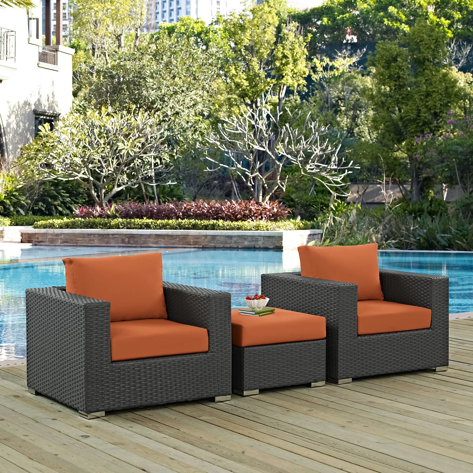 Sojourn 3 Piece Outdoor Patio Sunbrella® Sectional Set by Modway