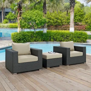 Sojourn 3 Piece Outdoor Patio Sunbrella® Sectional Set by Modway