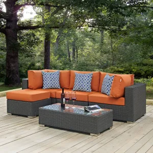 Sojourn 5 Piece Outdoor Patio Sunbrella® Sectional Set by Modway