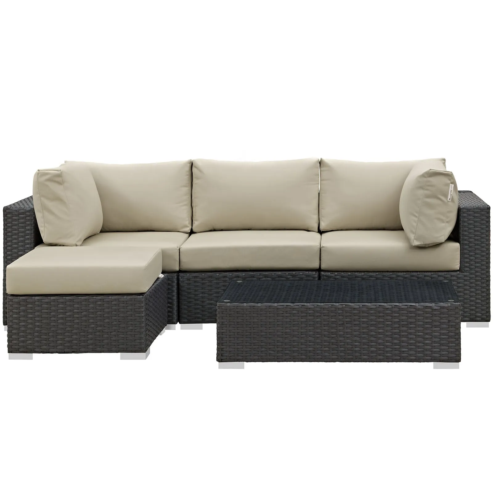Sojourn 5 Piece Outdoor Patio Sunbrella® Sectional Set by Modway