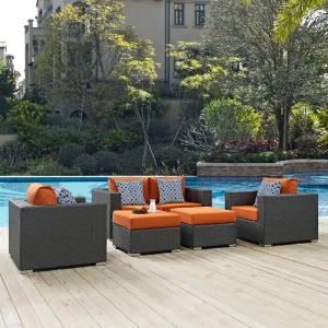 Sojourn 5 Piece Outdoor Patio Sunbrella® Sectional Set by Modway