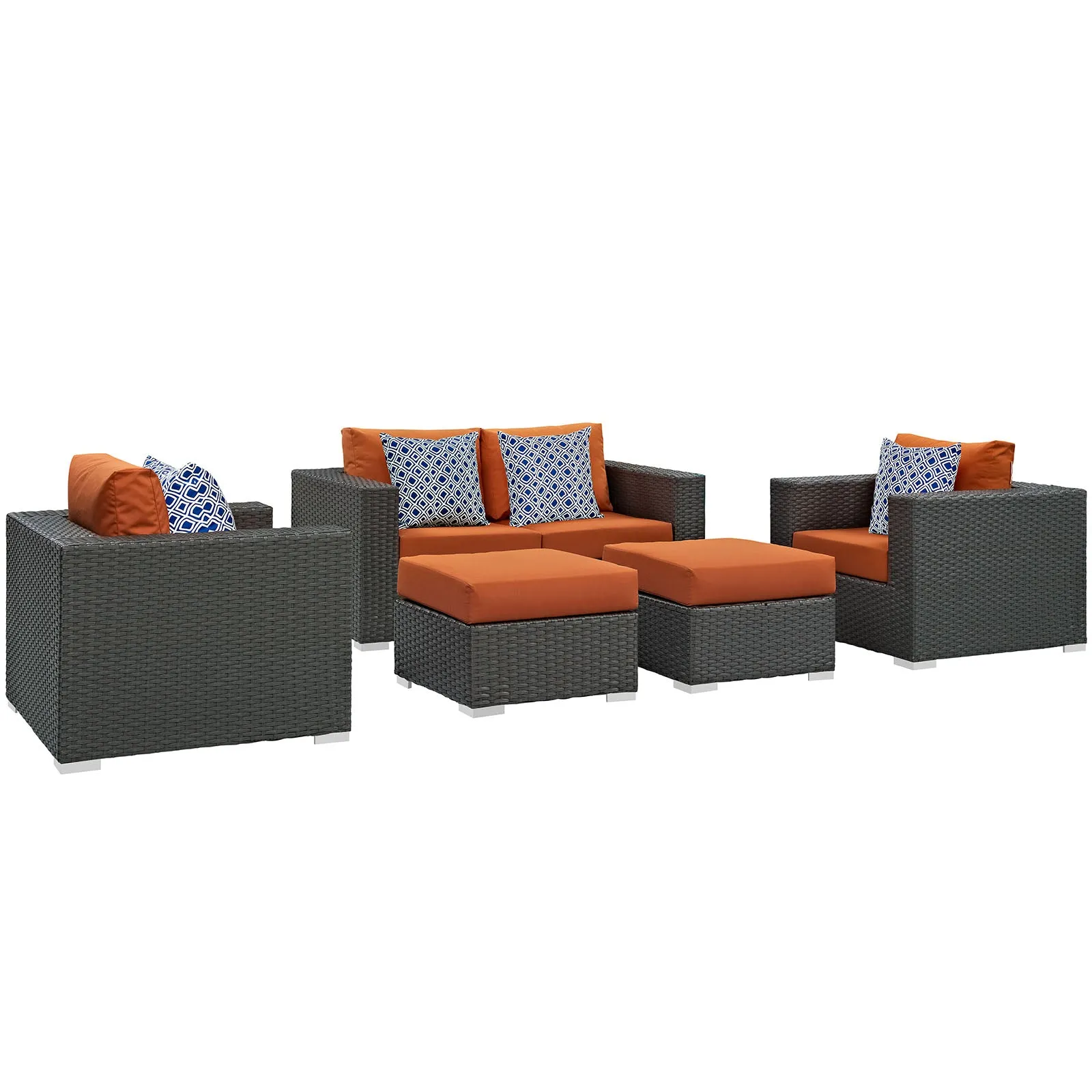 Sojourn 5 Piece Outdoor Patio Sunbrella® Sectional Set by Modway