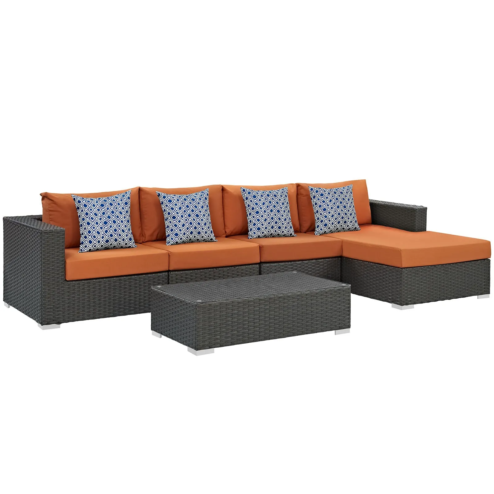 Sojourn 5 Piece Outdoor Patio Sunbrella® Sectional Set by Modway