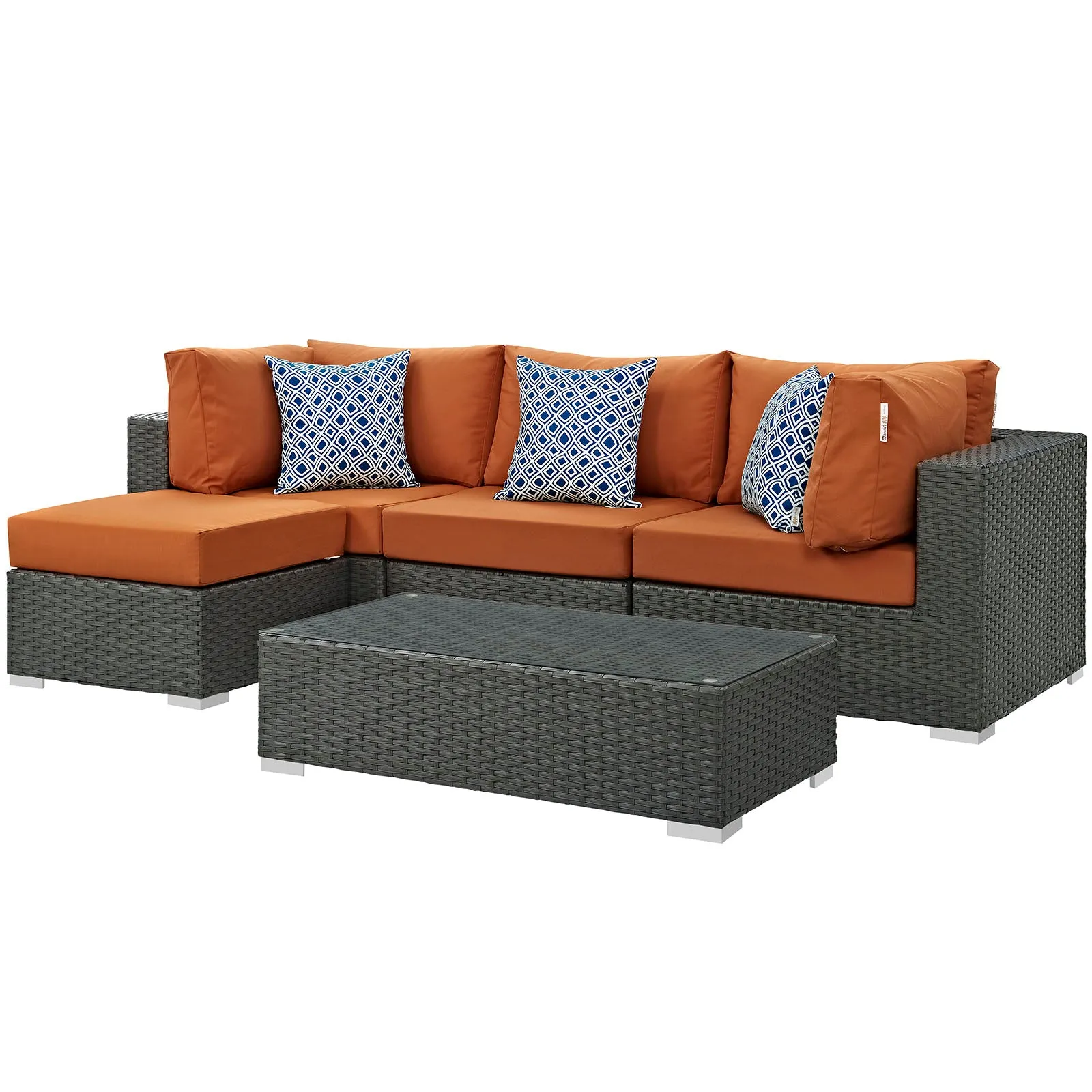 Sojourn 5 Piece Outdoor Patio Sunbrella® Sectional Set by Modway