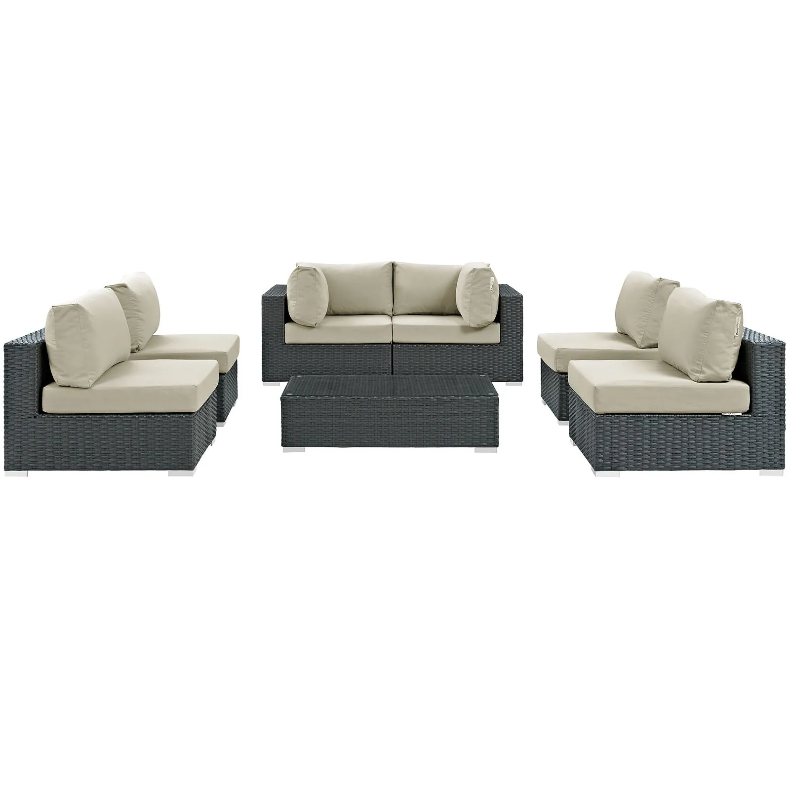 Sojourn 7 Piece Outdoor Patio Sunbrella® Sectional Set by Modway