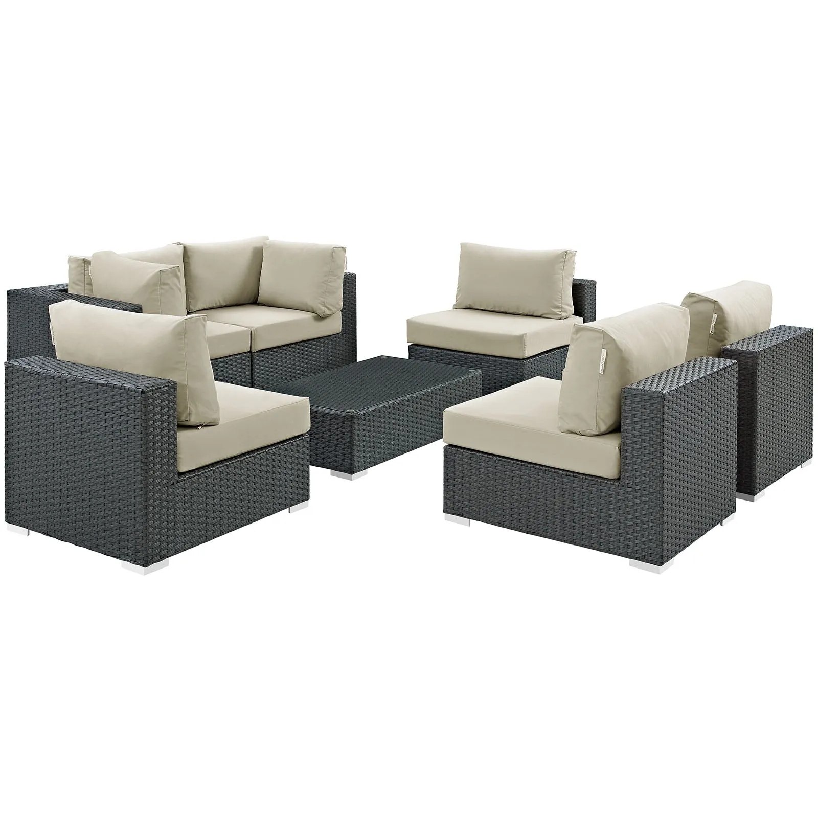 Sojourn 7 Piece Outdoor Patio Sunbrella® Sectional Set by Modway