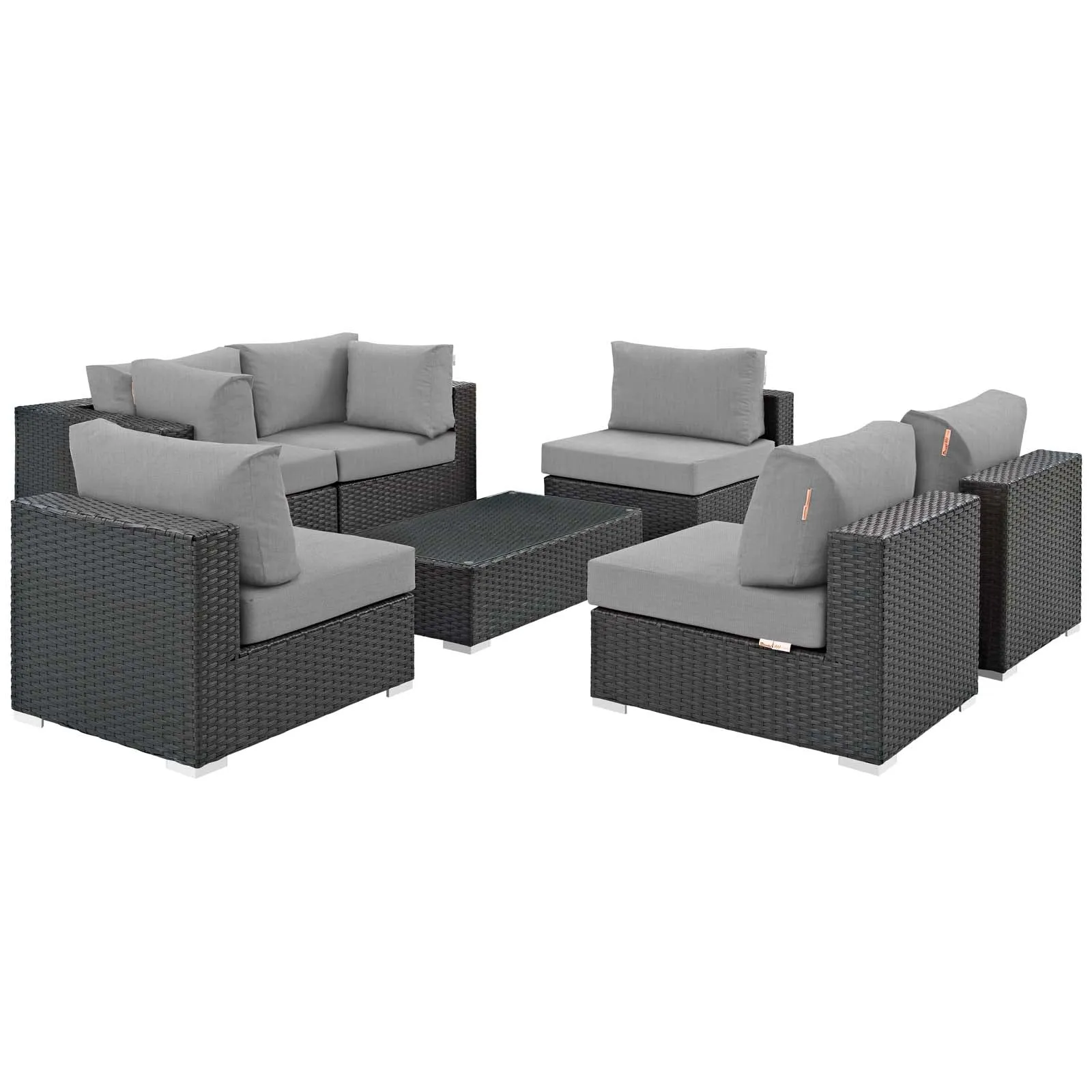 Sojourn 7 Piece Outdoor Patio Sunbrella® Sectional Set by Modway