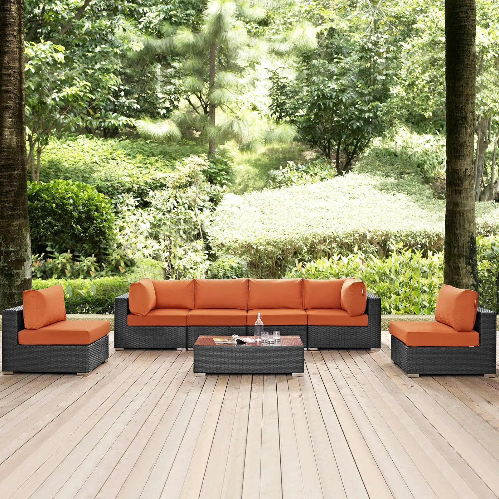 Sojourn 7 Piece Outdoor Patio Sunbrella® Sectional Set by Modway