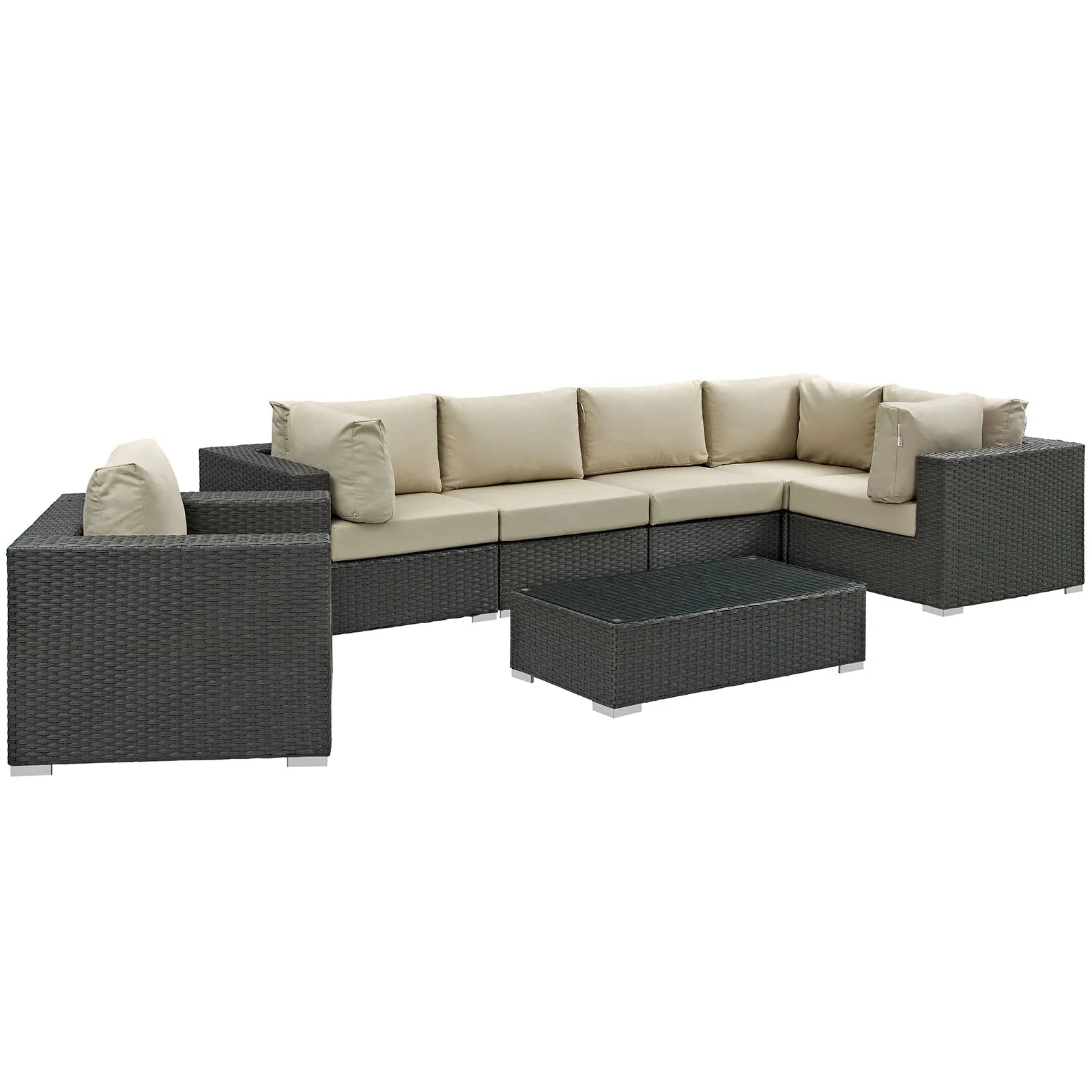 Sojourn 7 Piece Outdoor Patio Sunbrella® Sectional Set by Modway