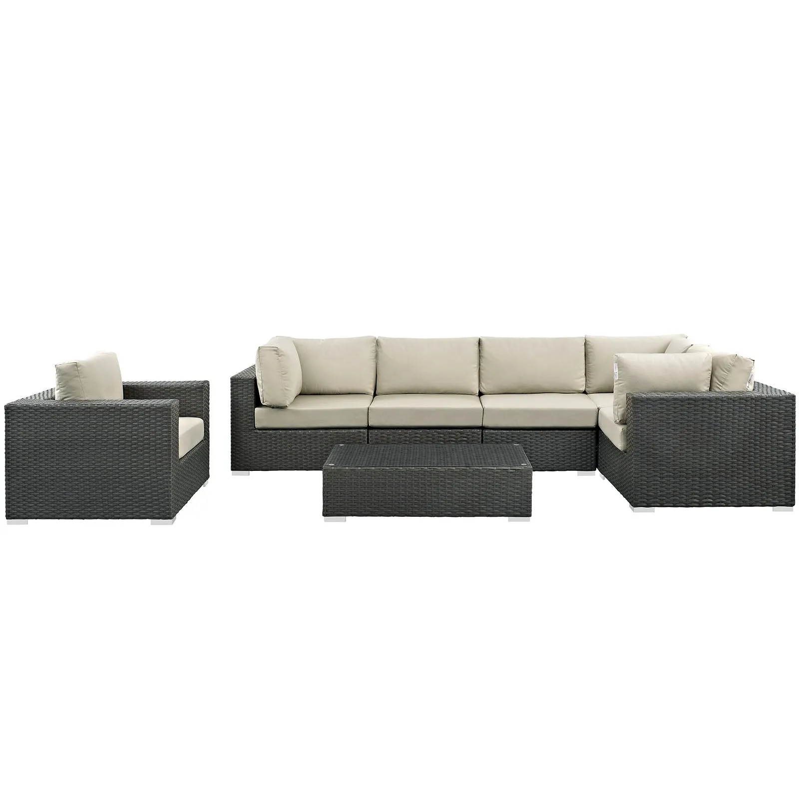 Sojourn 7 Piece Outdoor Patio Sunbrella® Sectional Set by Modway