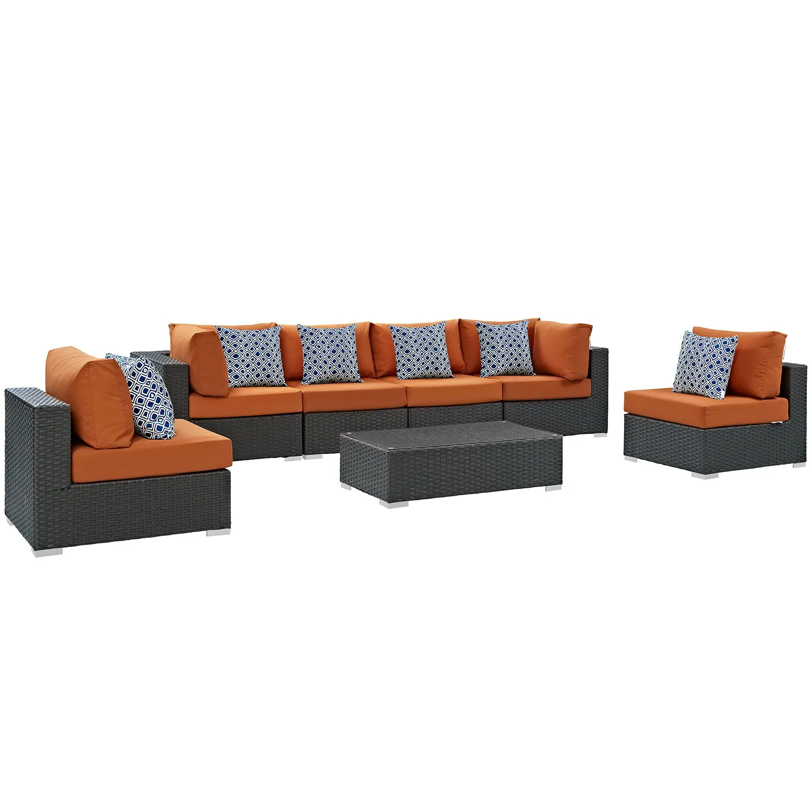 Sojourn 7 Piece Outdoor Patio Sunbrella® Sectional Set by Modway