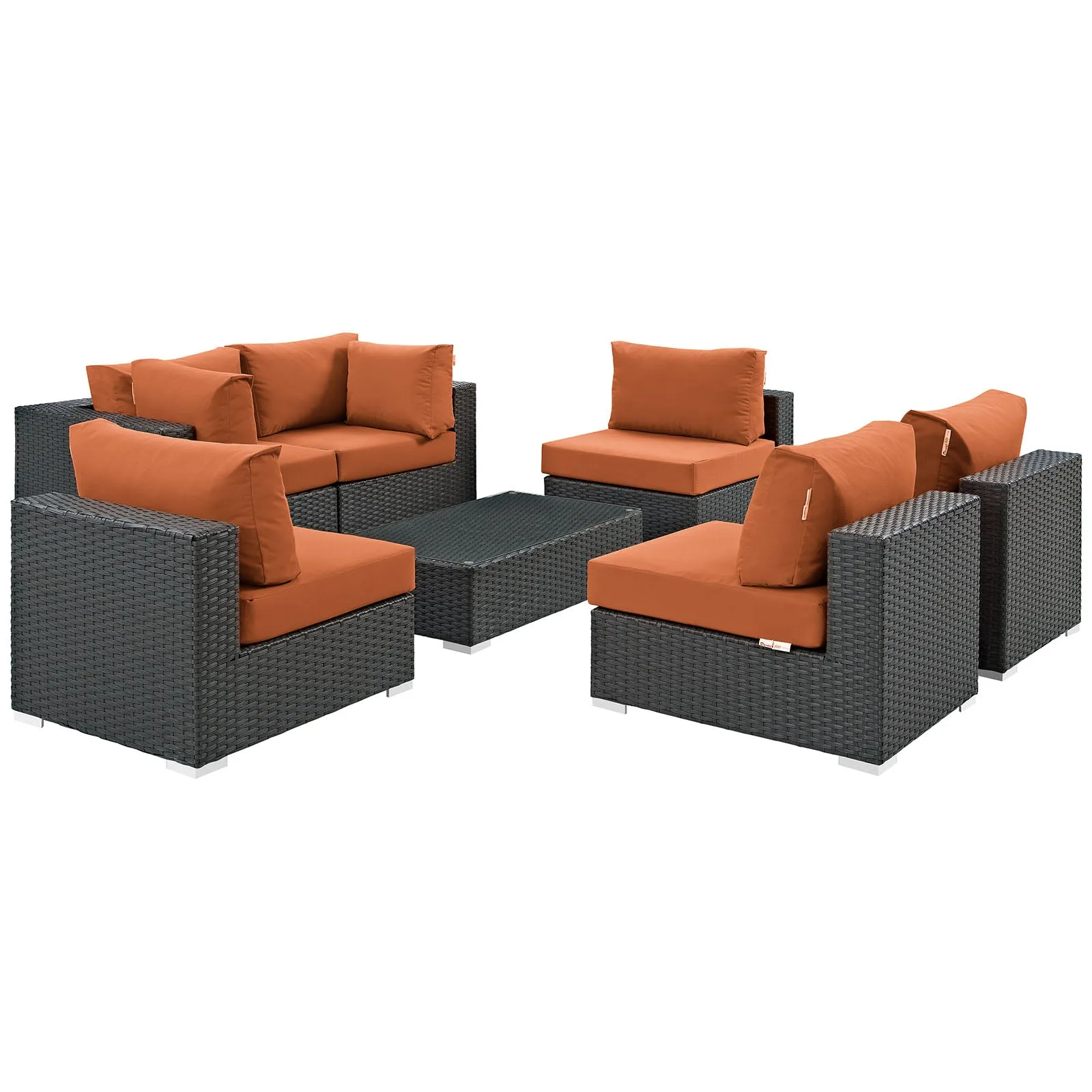 Sojourn 7 Piece Outdoor Patio Sunbrella® Sectional Set by Modway