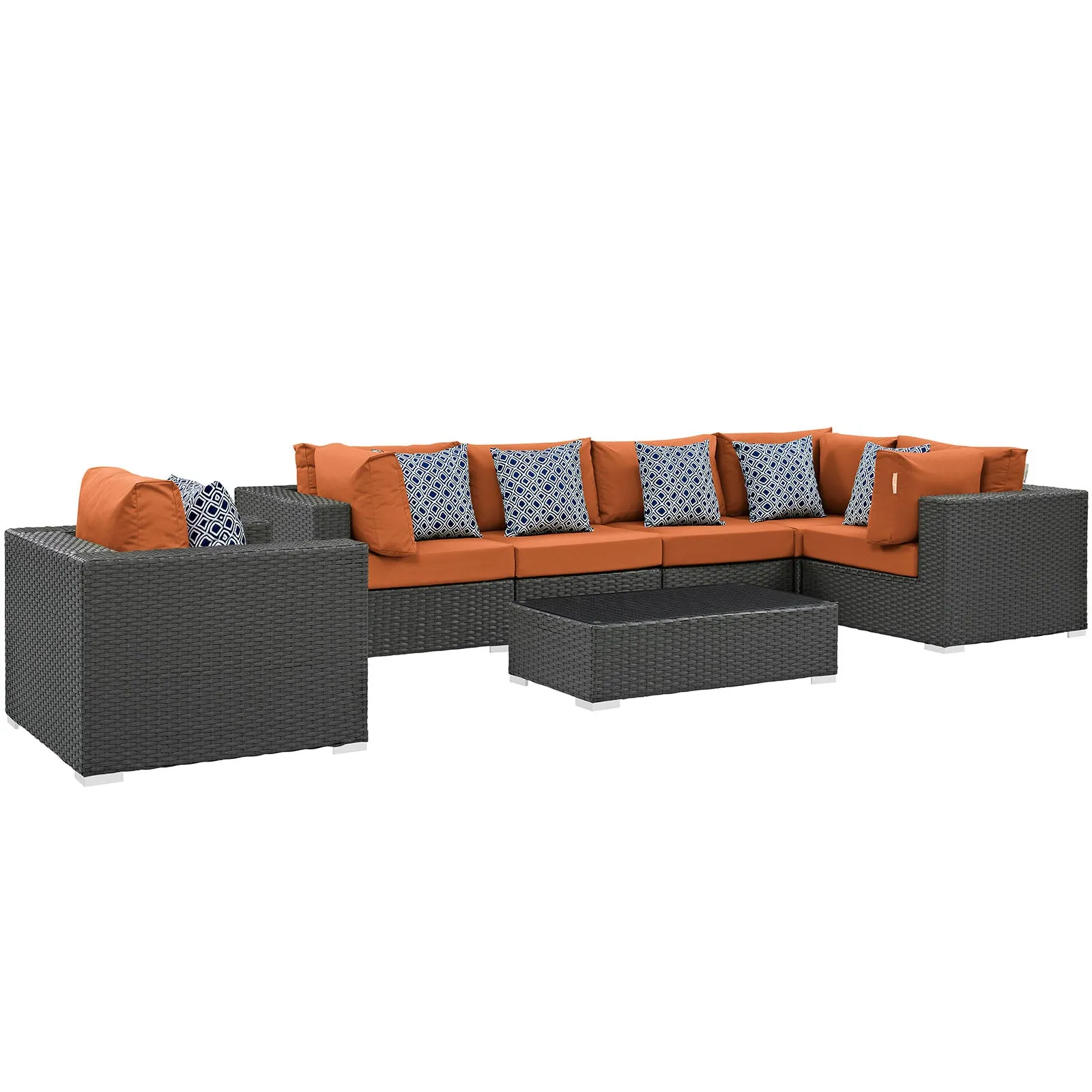 Sojourn 7 Piece Outdoor Patio Sunbrella® Sectional Set by Modway