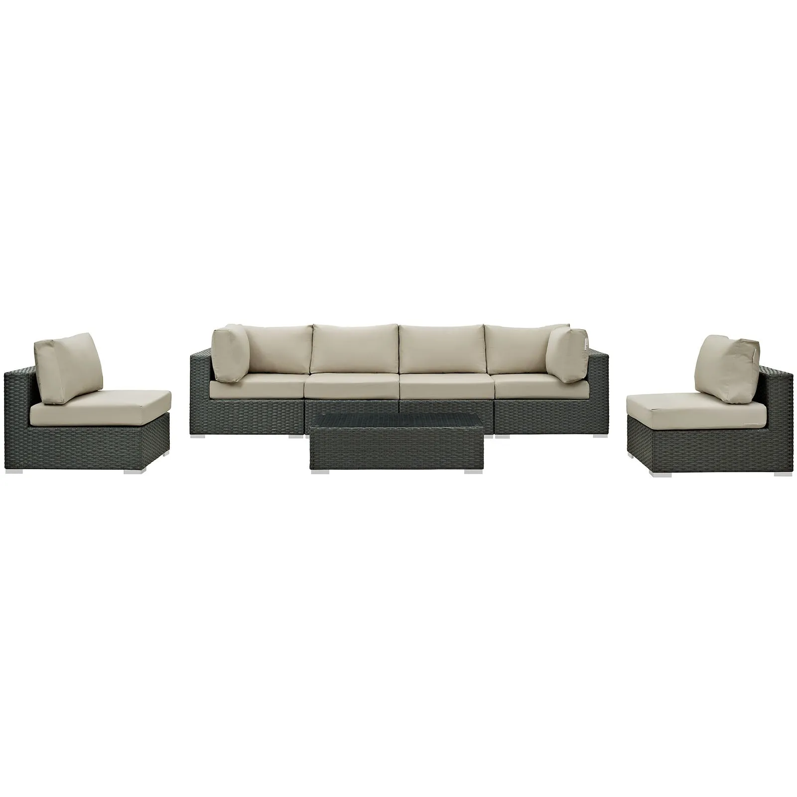 Sojourn 7 Piece Outdoor Patio Sunbrella® Sectional Set by Modway