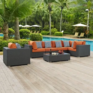 Sojourn 7 Piece Outdoor Patio Sunbrella® Sectional Set by Modway