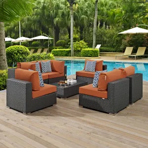 Sojourn 7 Piece Outdoor Patio Sunbrella® Sectional Set by Modway
