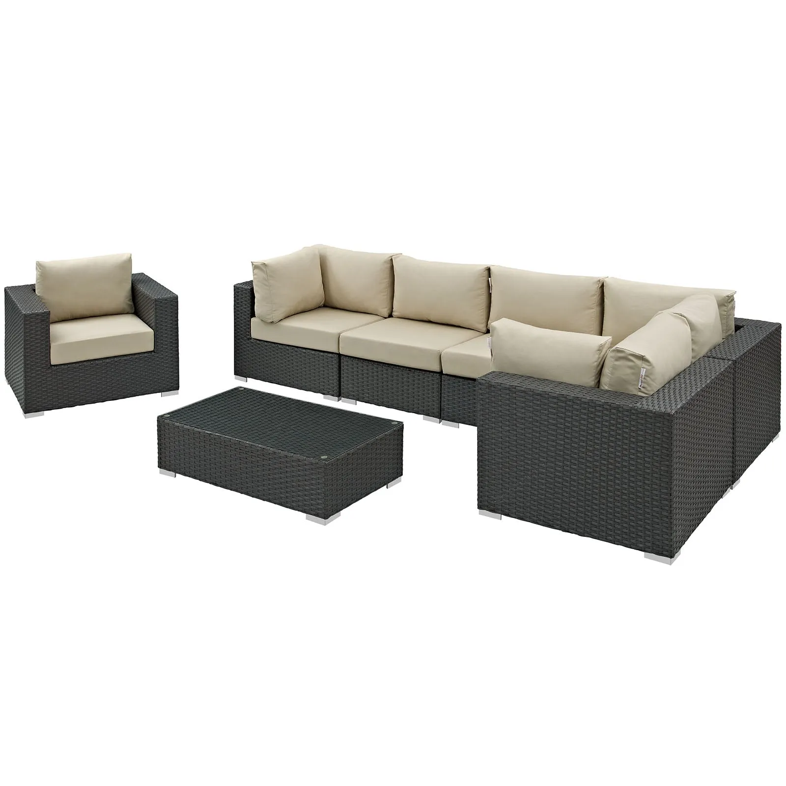 Sojourn 7 Piece Outdoor Patio Sunbrella® Sectional Set by Modway