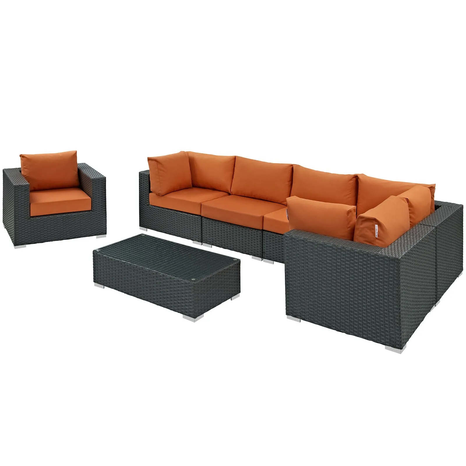 Sojourn 7 Piece Outdoor Patio Sunbrella® Sectional Set by Modway