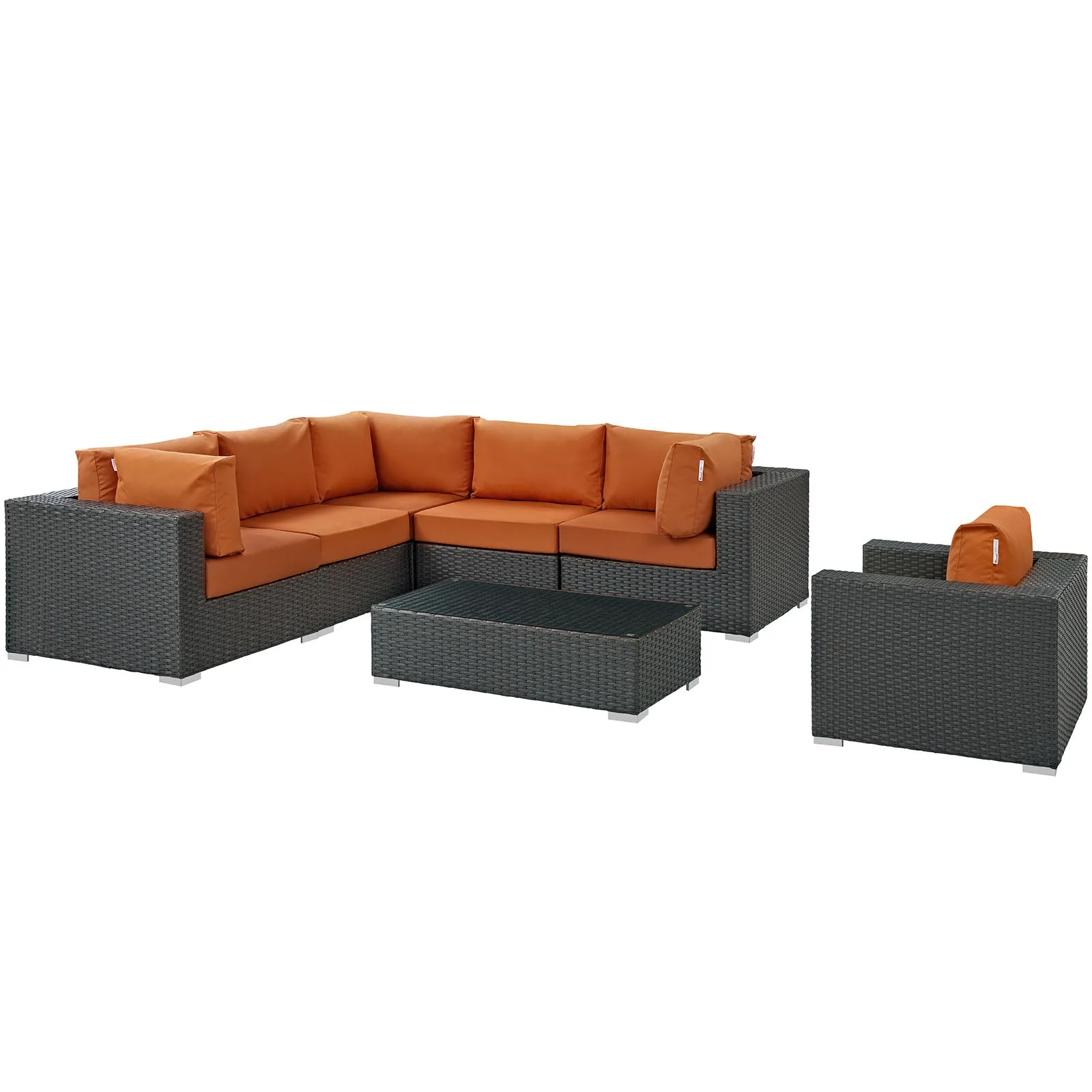 Sojourn 7 Piece Outdoor Patio Sunbrella® Sectional Set by Modway