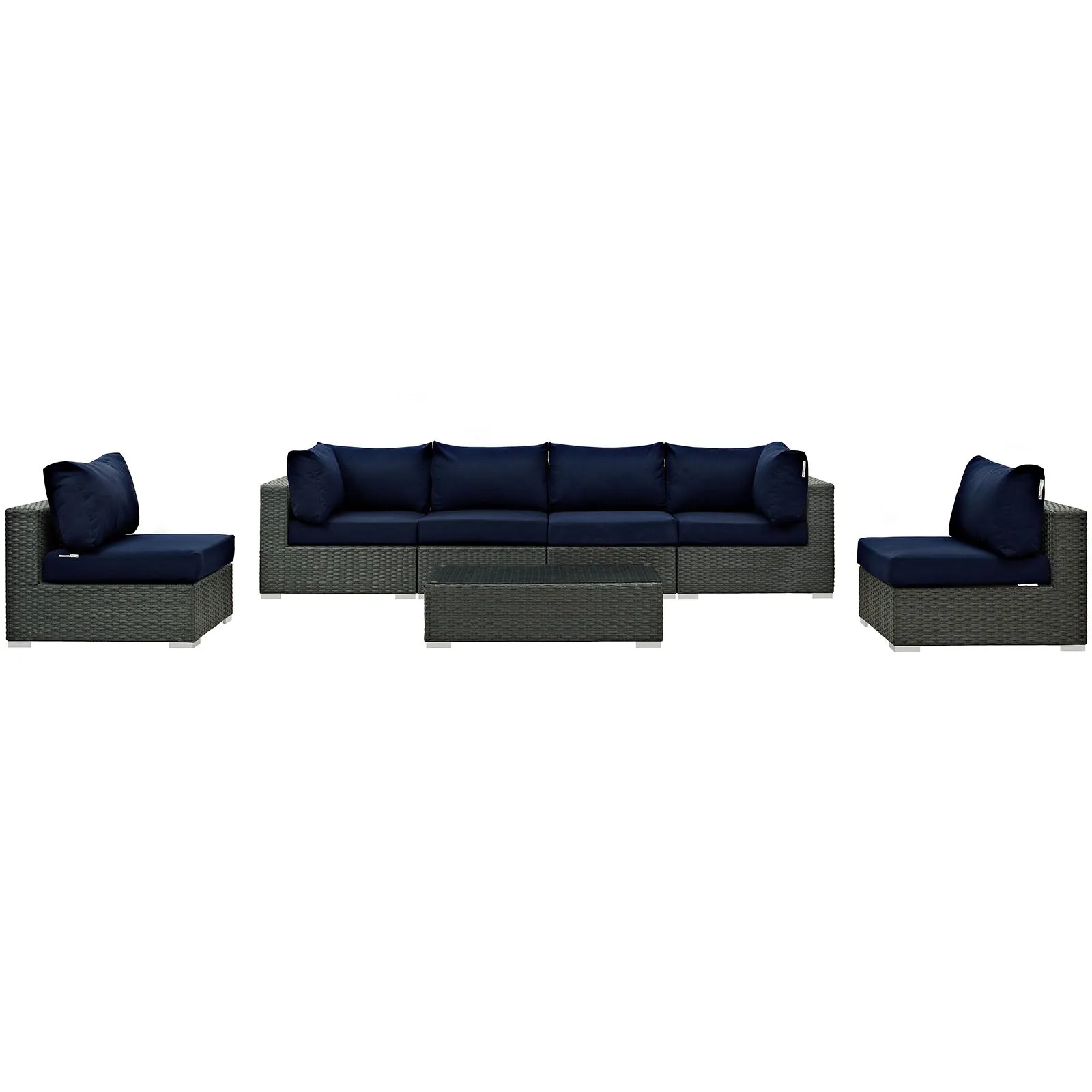 Sojourn 7 Piece Outdoor Patio Sunbrella® Sectional Set by Modway